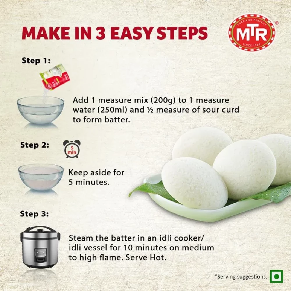 MTR Original Rice Idli Ready Mix, 200 g Pouch-6.webp